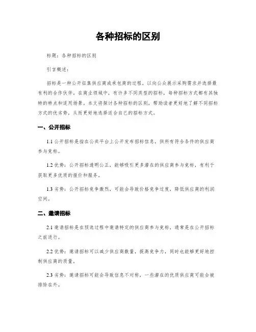 各种招标的区别