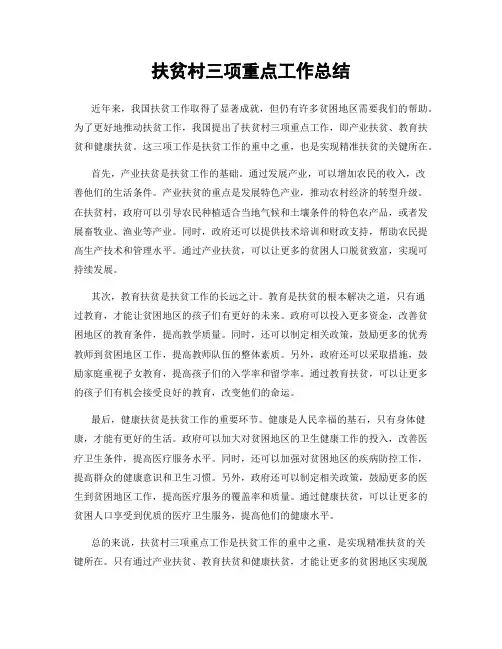 扶贫村三项重点工作总结