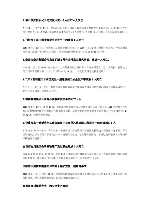 2015重大 安全事故
