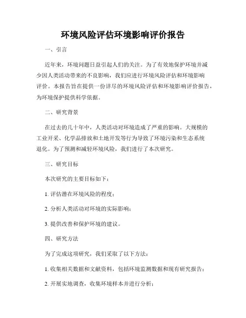 环境风险评估环境影响评价报告