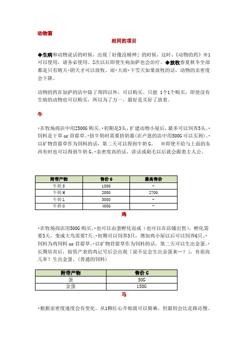蜜糖村攻略动物篇