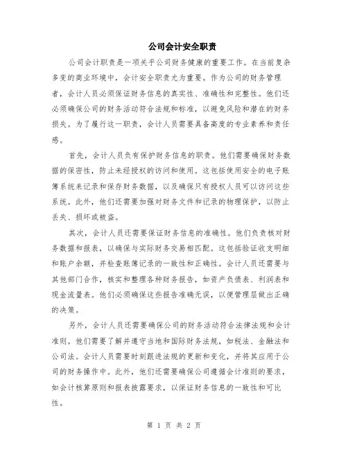 公司会计安全职责