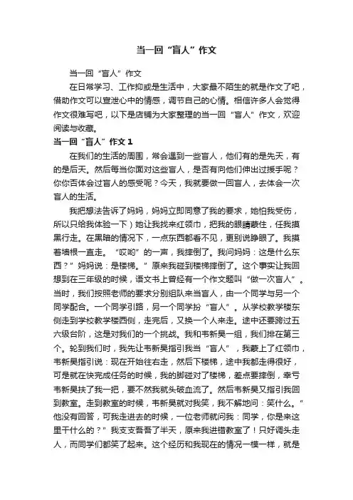 当一回“盲人”作文