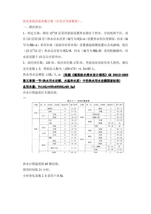 热水参数(含公式)