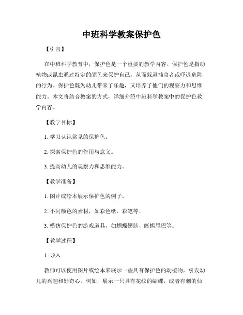 中班科学教案保护色
