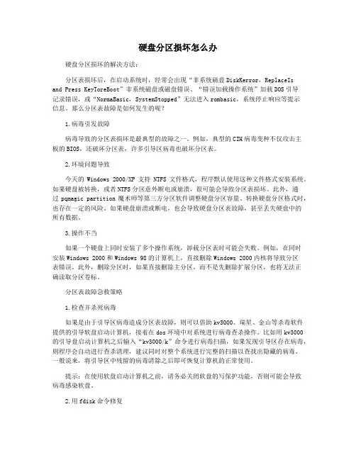 硬盘分区损坏怎么办