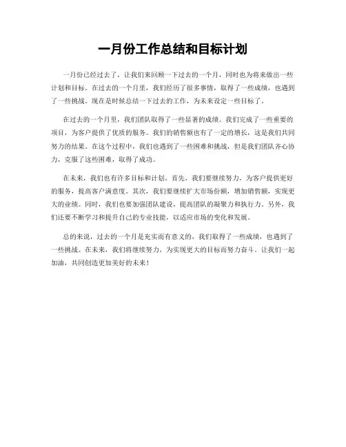 一月份工作总结和目标计划