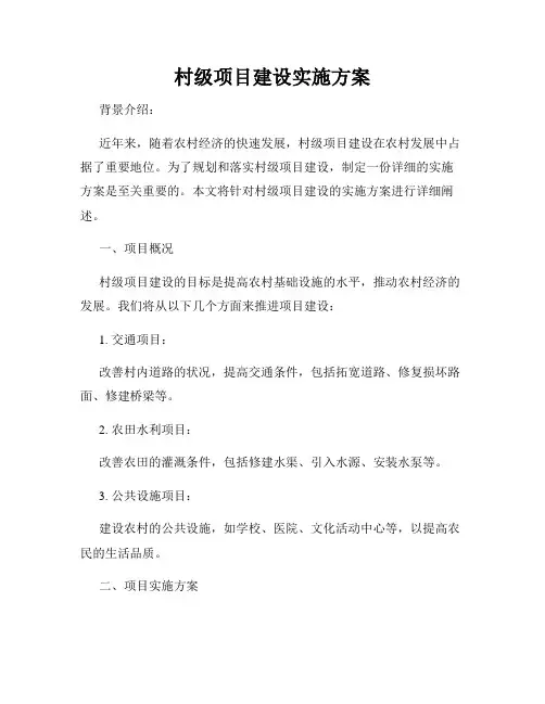 村级项目建设实施方案
