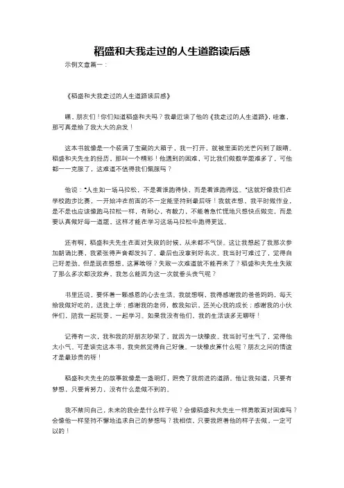 稻盛和夫我走过的人生道路读后感