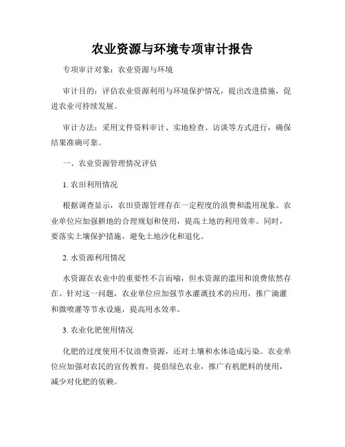 农业资源与环境专项审计报告