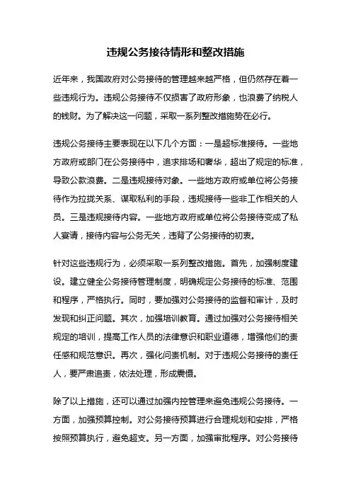 违规公务接待情形和整改措施