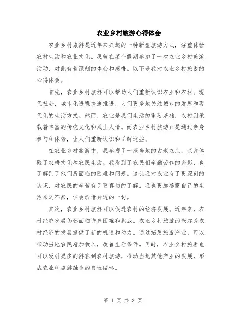 农业乡村旅游心得体会