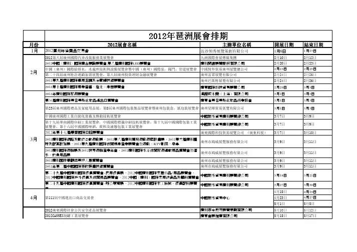 2012年琶洲展会排期
