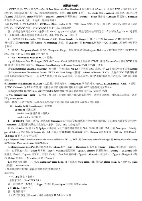 船代基本得业务和专业知识