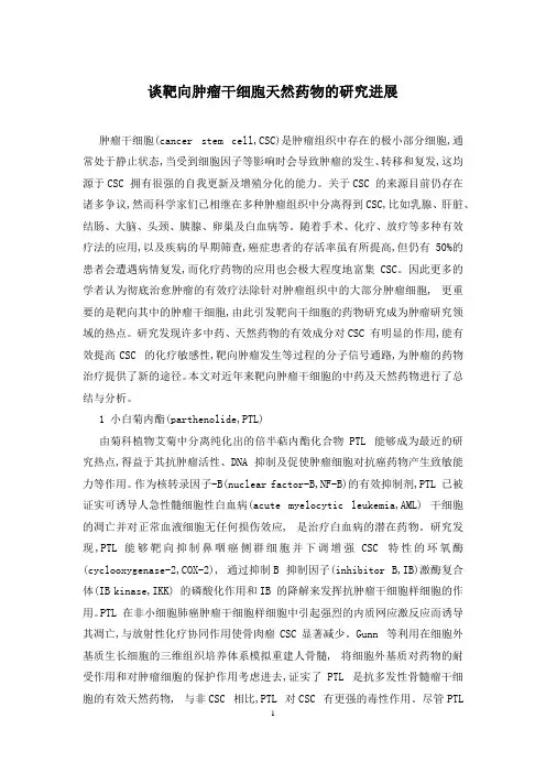 谈靶向肿瘤干细胞天然药物的研究进展