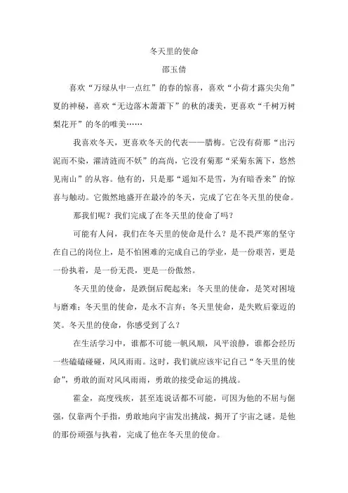 冬天里的使命
