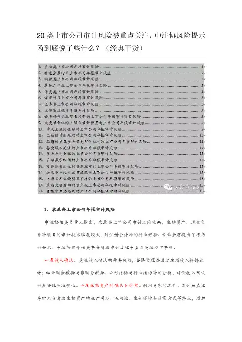 20类上市公司审计风险被重点关注