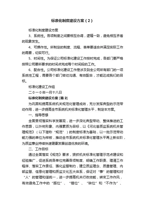 标准化制度建设方案（2）