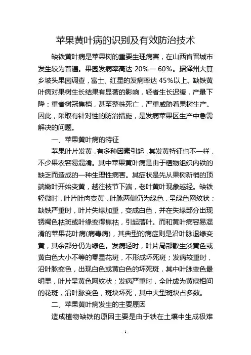 苹果黄叶病的识别及有效防治技术