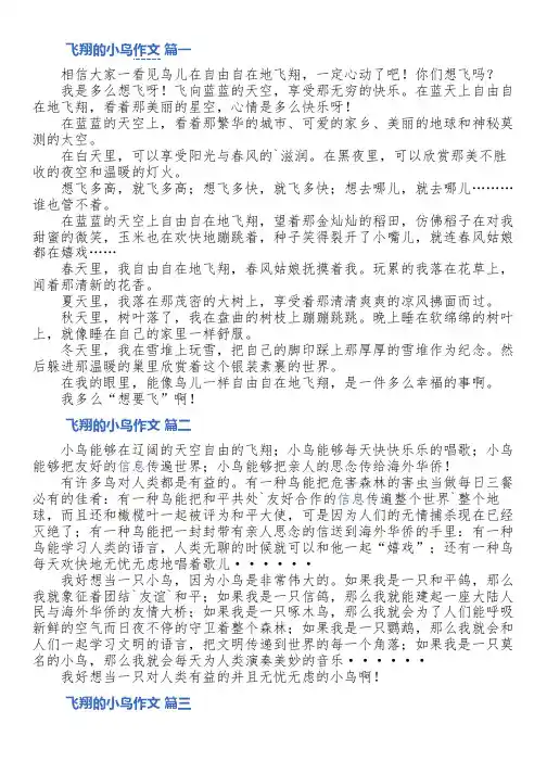 风中坚持飞翔的小鸟作文