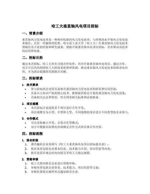 哈工大垂直轴风电项目招标