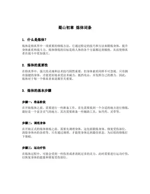 蜀山初章 炼体词条