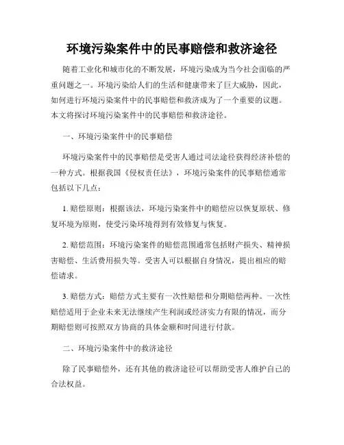 环境污染案件中的民事赔偿和救济途径