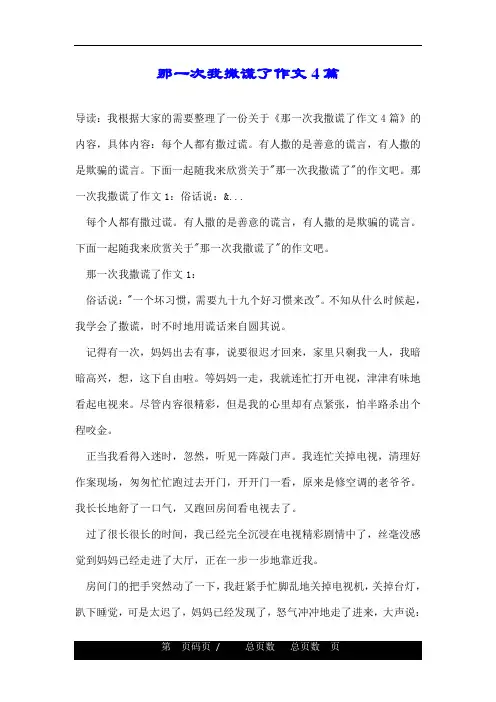 那一次我撒谎了作文4篇