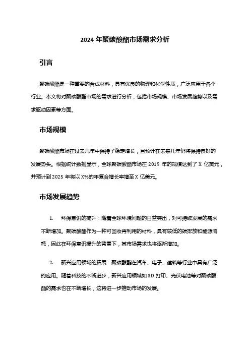 2024年聚碳酸酯市场需求分析