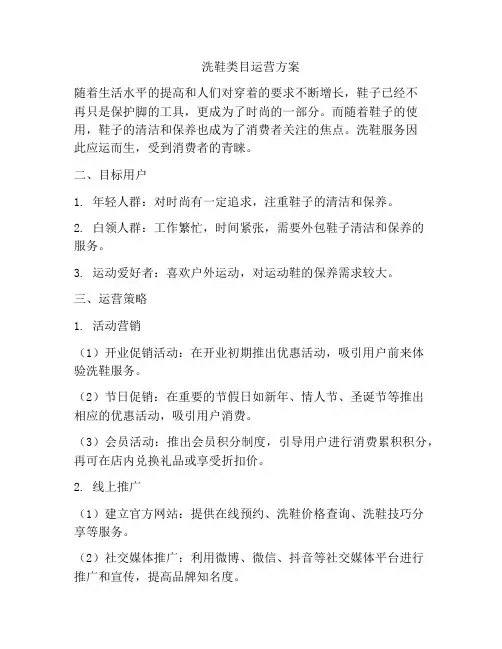 洗鞋类目运营方案