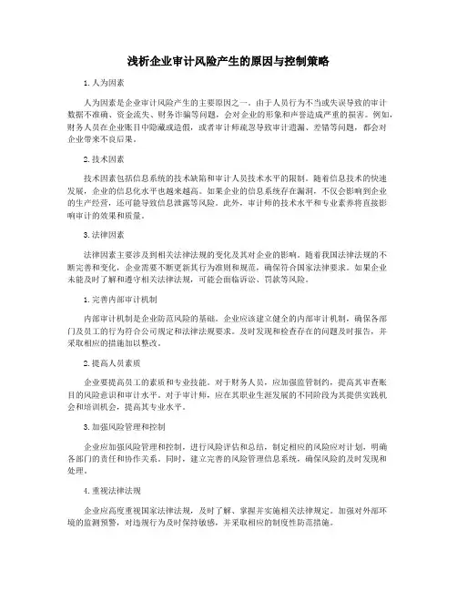 浅析企业审计风险产生的原因与控制策略