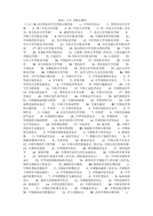 医学核心期刊