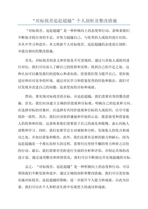 “对标找差追赶超越”个人剖析及整改措施