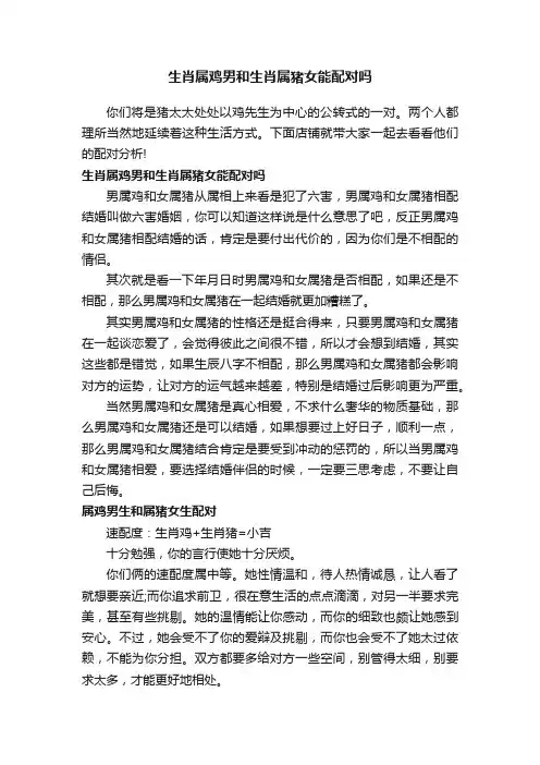 生肖属鸡男和生肖属猪女能配对吗