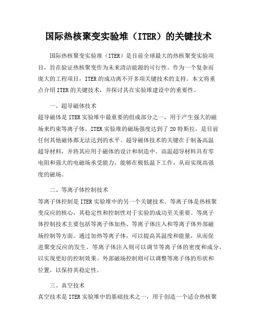 国际热核聚变实验堆(ITER)的关键技术