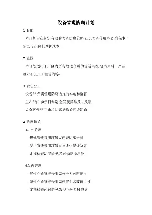 设备管道防腐计划