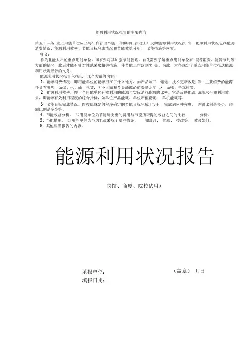 能源利用状况报告