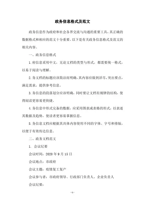 政务信息格式及范文