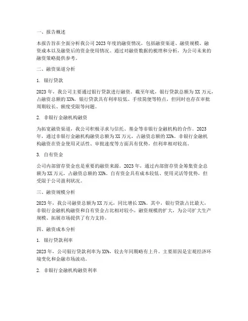 企业融资情况汇报