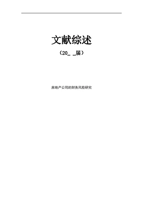 房地产公司的财务风险研究【文献综述】