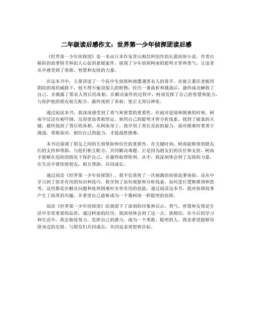 二年级读后感作文：世界第一少年侦探团读后感