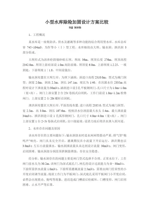 小型水库除险加固设计方案比较