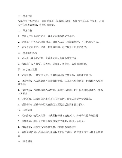 工厂灭火及应急疏散预案