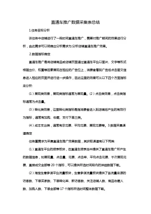 直通车推广数据采集表总结