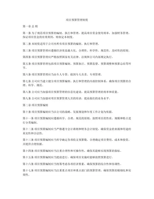 项目预算管理制度