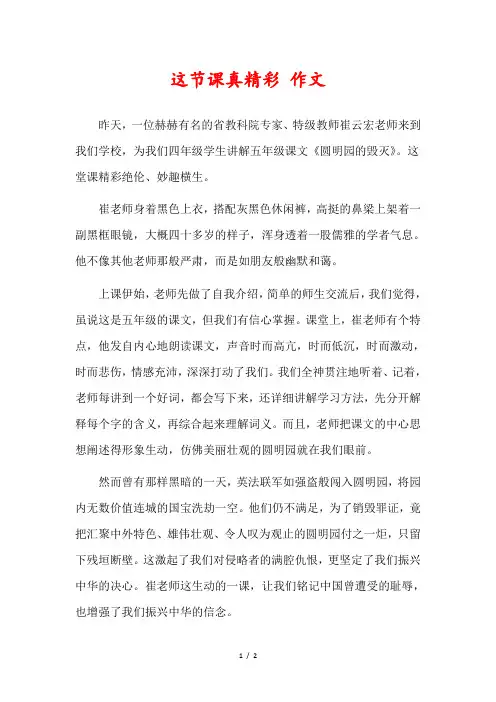 这节课真精彩作文500字