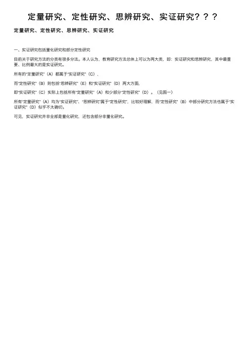 定量研究、定性研究、思辨研究、实证研究？？？