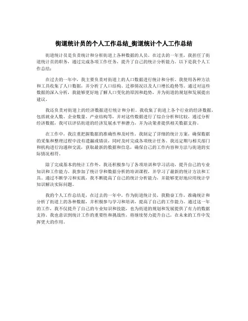 街道统计员的个人工作总结_街道统计个人工作总结