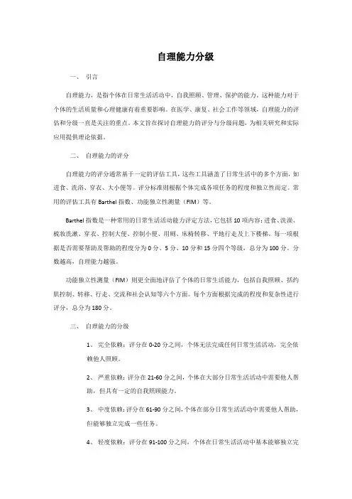 自理能力分级