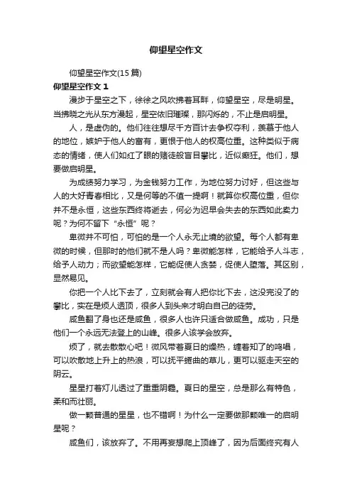 仰望星空作文（15篇）